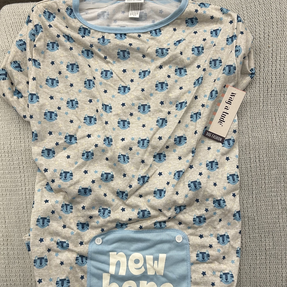 Blue and Gray Baby Onesie with Elephant Print